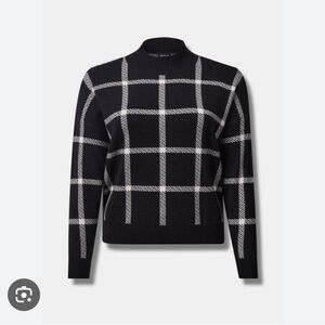Torrid pullover sweater in Deep Black Windowpane.
